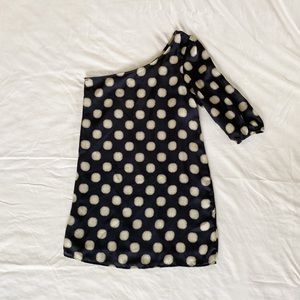 One shoulder polka dot dress